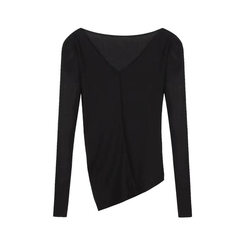 Camisetas  Mujer | Camiseta Viscosa Seda Negra Camisetas Camisetas